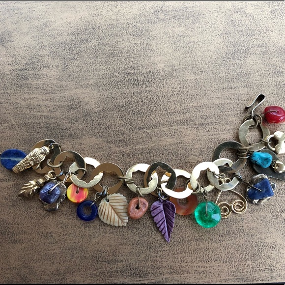 Unique bracelet in gold vermeil with different colored stones and charms - Picture 7 of 7